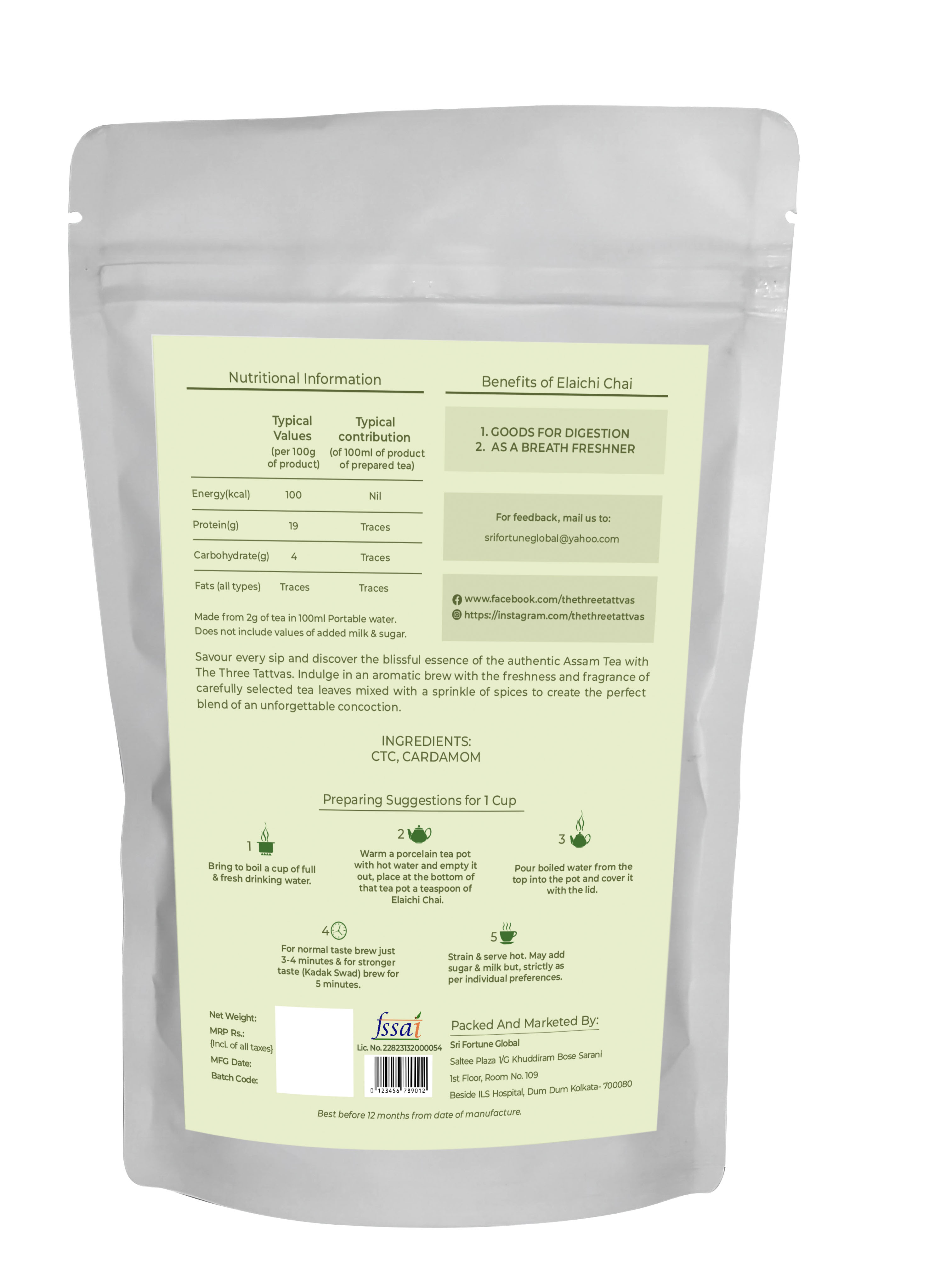 The Three Tattvas Elaichi Chai, 100 gm view 2