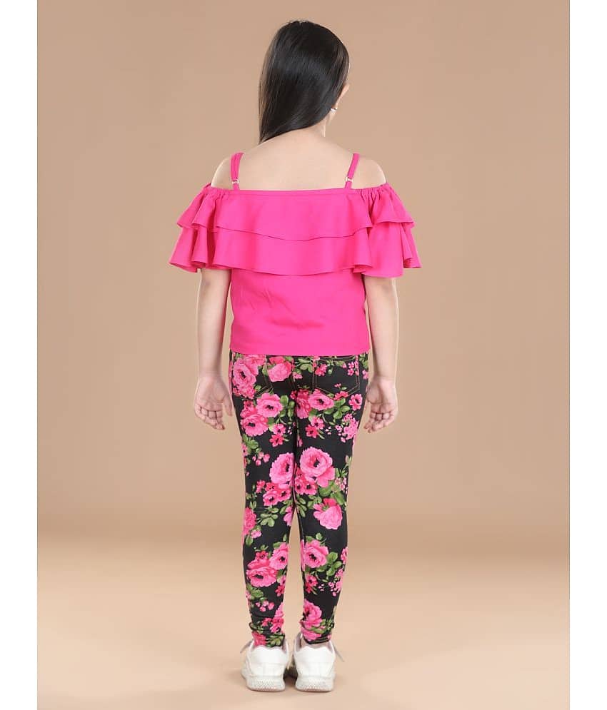 StyleStone Pack of 2 Girls Rayon Top With Leggings ( Pink & Black ) view 2