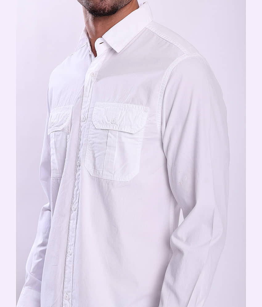 Bene Kleed 100% Cotton Regular Fit Solids Full Sleeves Cuban Collar Men's Casual Shirt (White) view 2