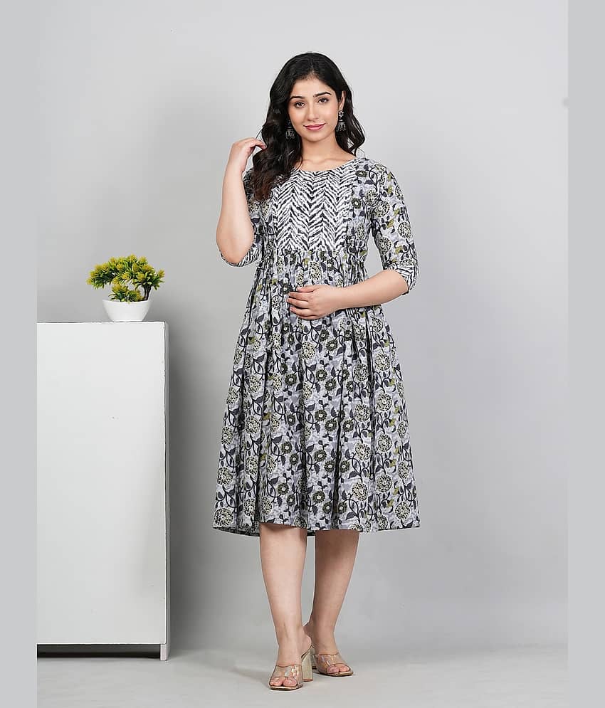 RIAANA Grey Cotton Maternity Tops view 2