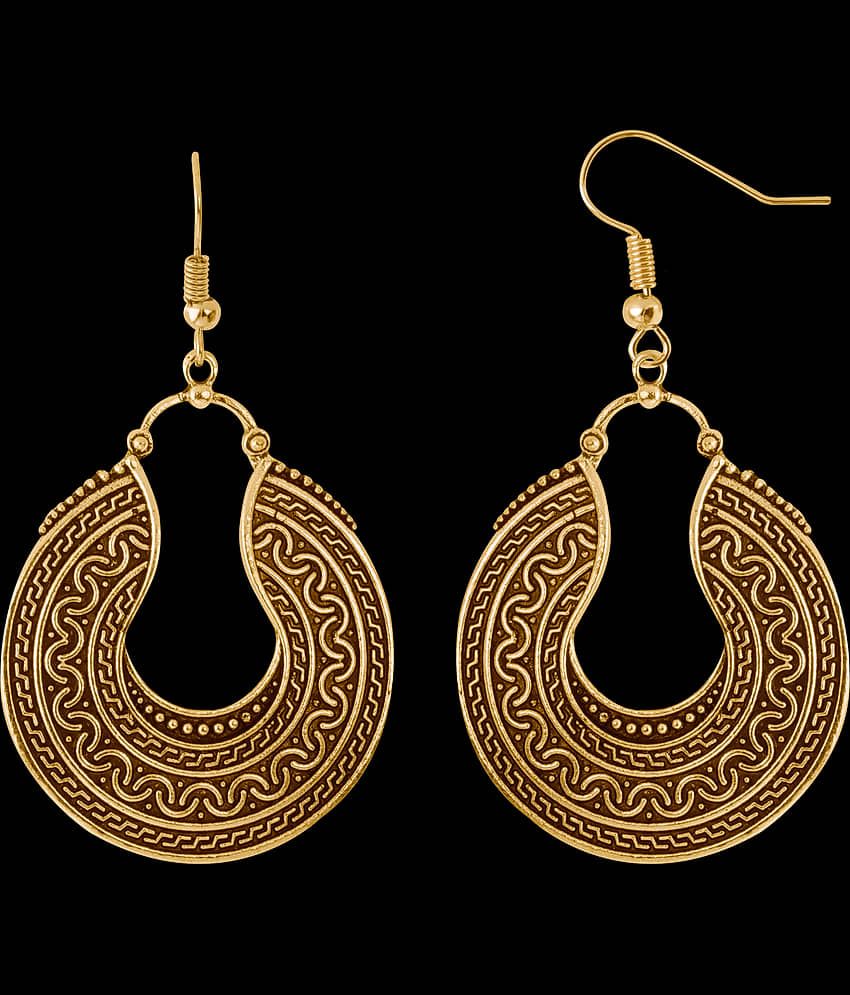 Silver Shine Elite Golden Round Egyptian Work Earrings for Women view 2