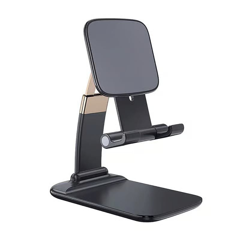 Foldable Adjustable Mobile Phone & Tablet Stand - Dark Grey with Gold Accents view 2