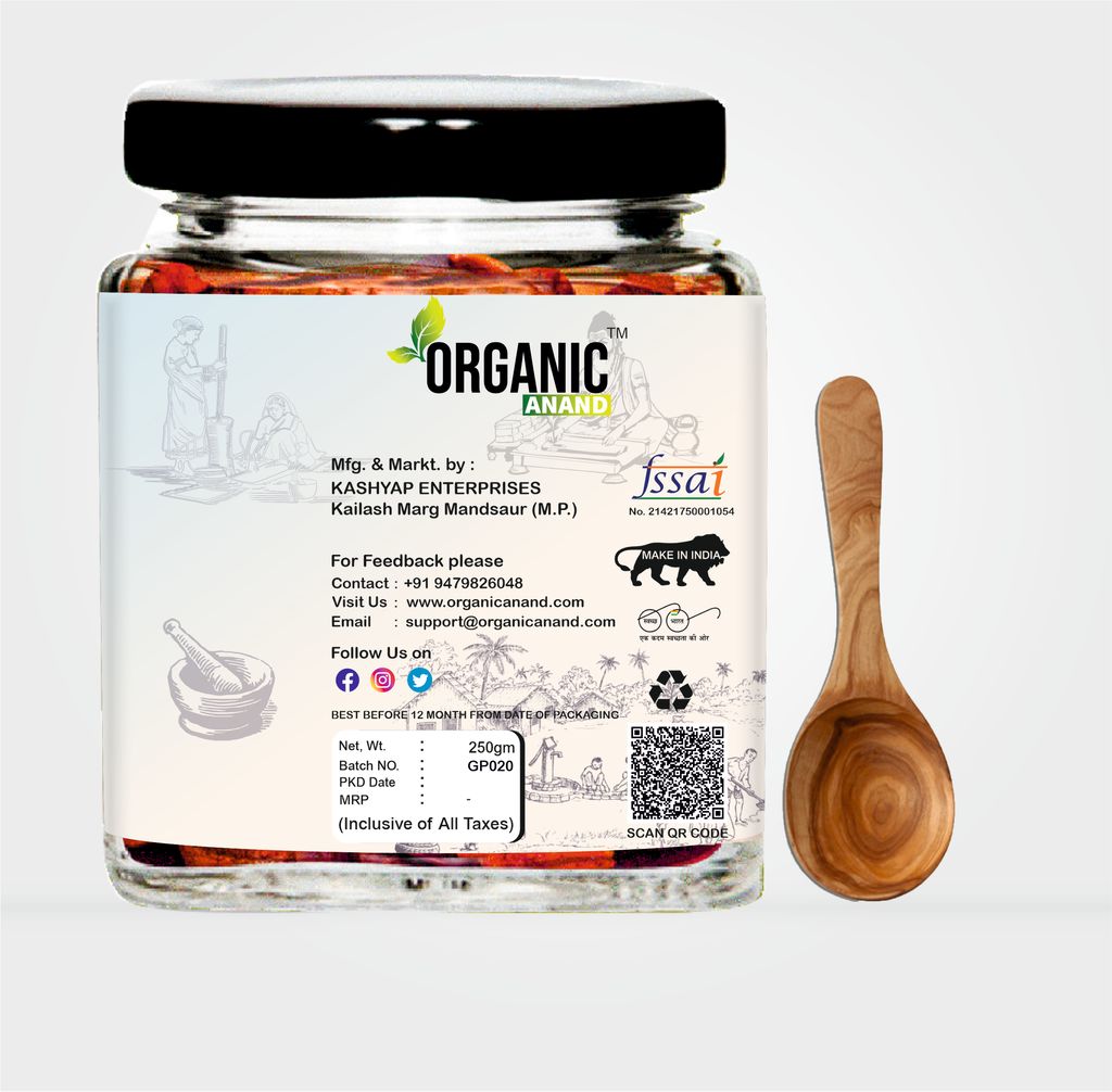 Organic Anand Natural Garlic Pickle (Lahsun Ka Achar), Homemade No Artificial Colors Aachar (Tangy and Delicious) with Neemwood spoon (250gm-Pack of 1) view 2
