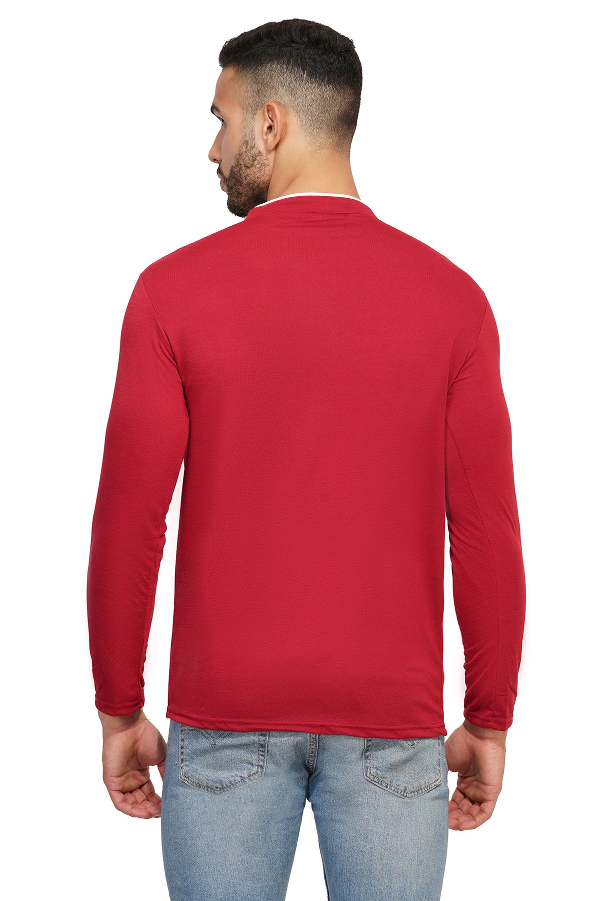 BASONTI Men Cotton Blend Round Collar Neck Full Sleeves Casual T Shirt view 2