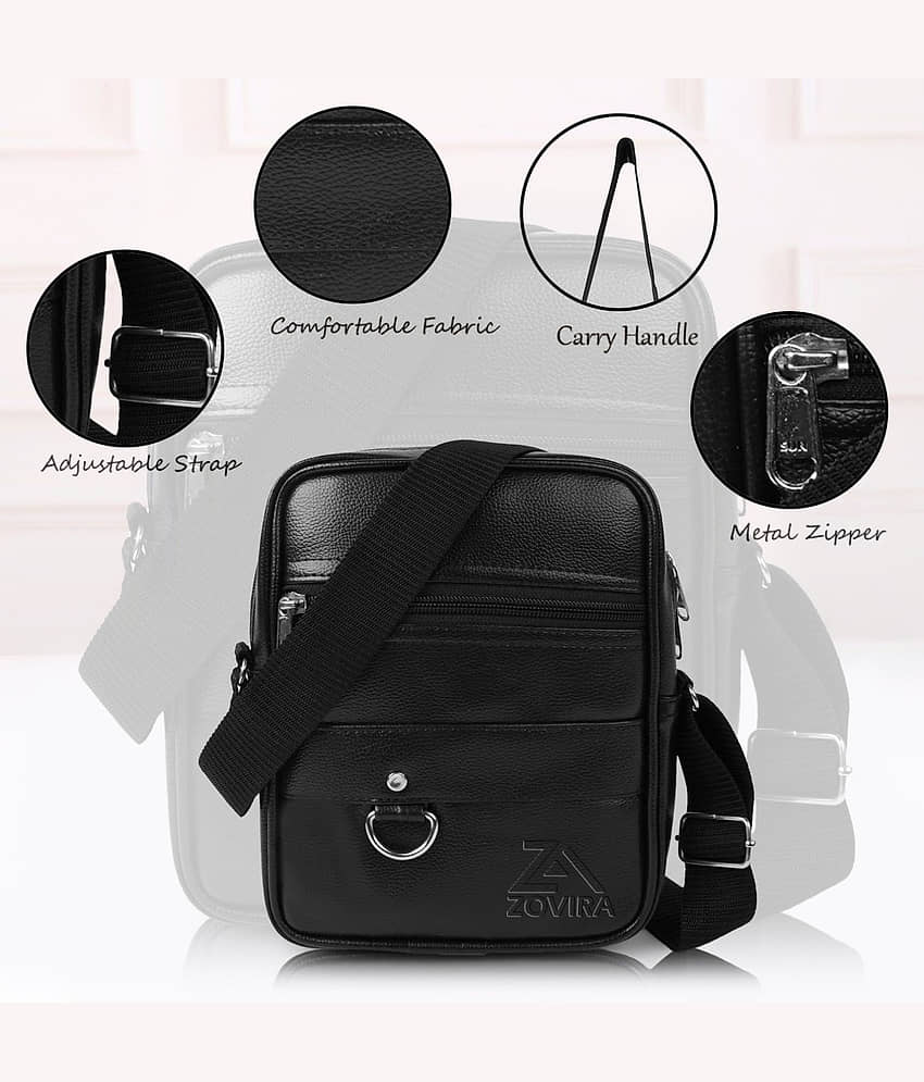 Zovira Black Solid Messenger Bag view 2