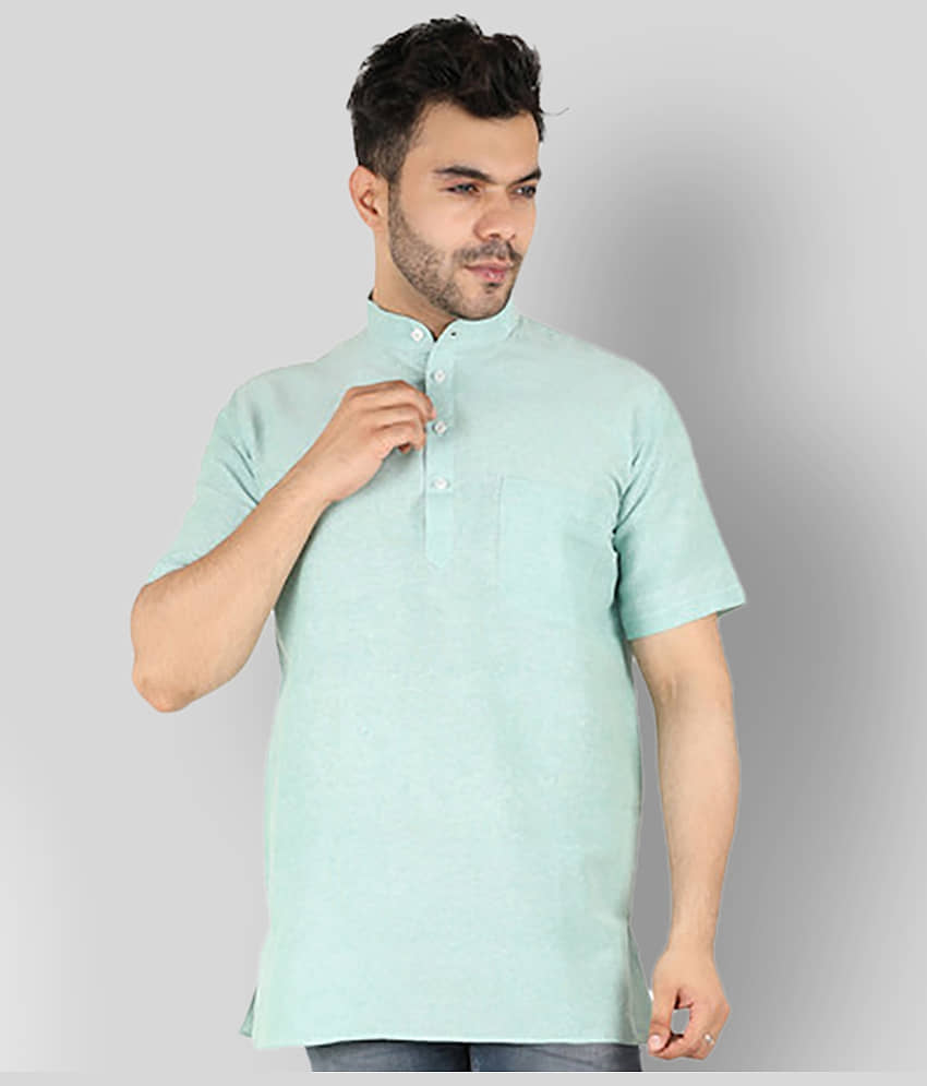 Latest Chikan - Peach Cotton Men's Shirt Style Kurta ( Pack of 1 )