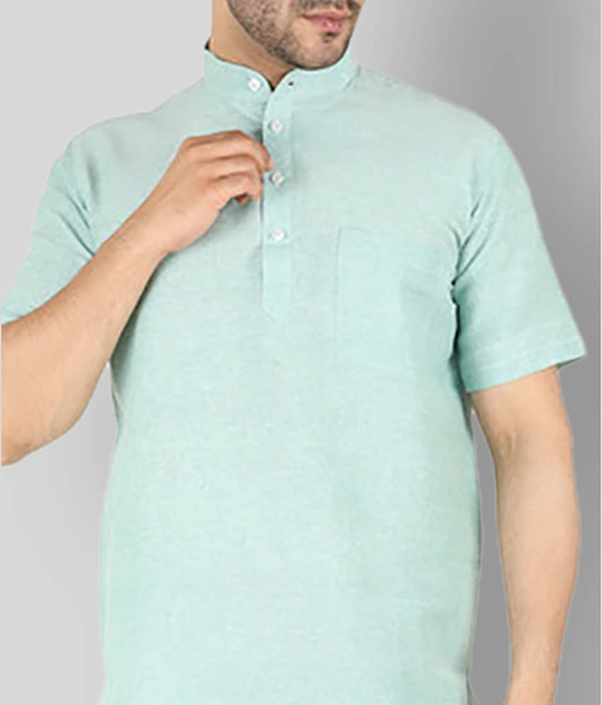 Latest Chikan - Peach Cotton Men's Shirt Style Kurta ( Pack of 1 ) view 2