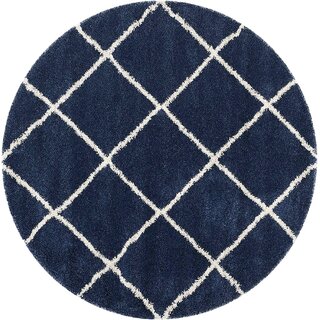 GALLERY HOME Silky Smooth Anti-Skid Shaggy Round Carpet with 2 inch Thickness (7 x 7 Round, Blue T3) view 2