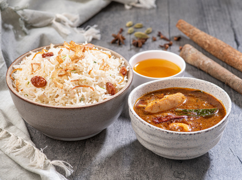 Ghee rice + chettinad kadai chicken