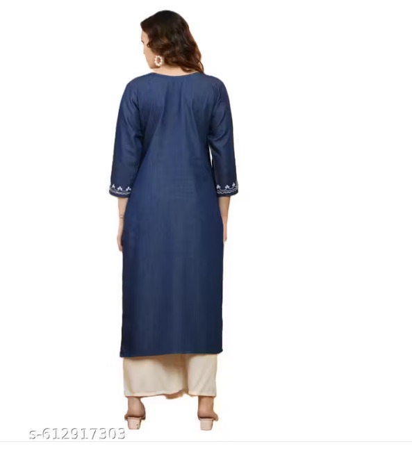 Stylish Denim Embroidered Premium Kurti view 2
