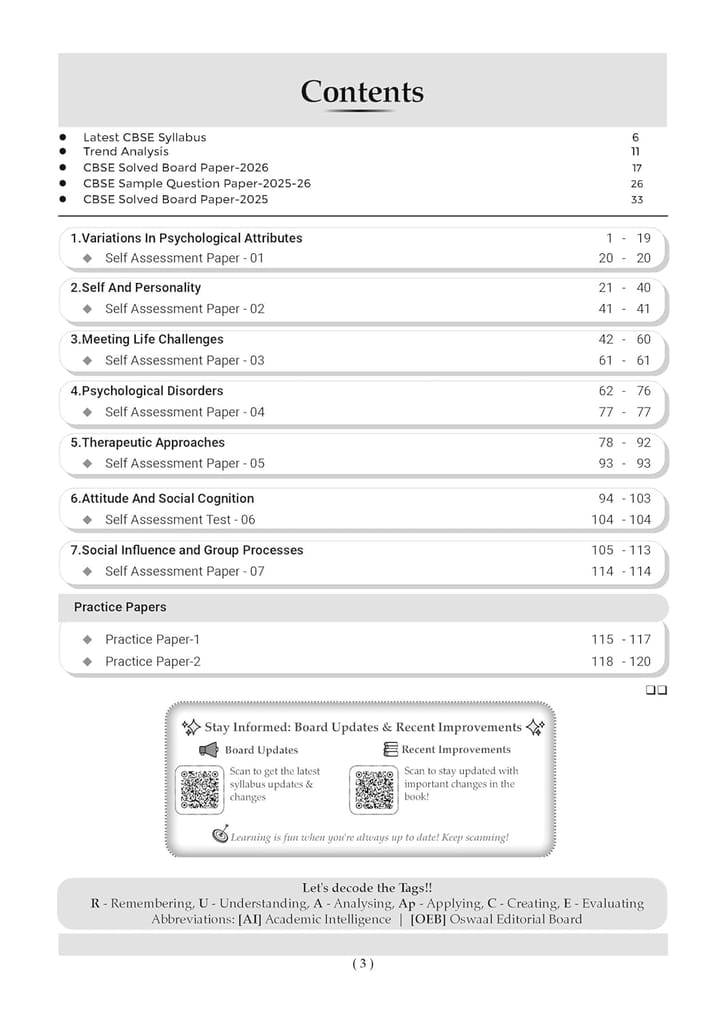 Oswaal CBSE Question Bank Chapterwise and Topicwise SOLVED PAPERS Class 12 Psychology For Exam 2027 Paperback – 3 April 2027 view 2