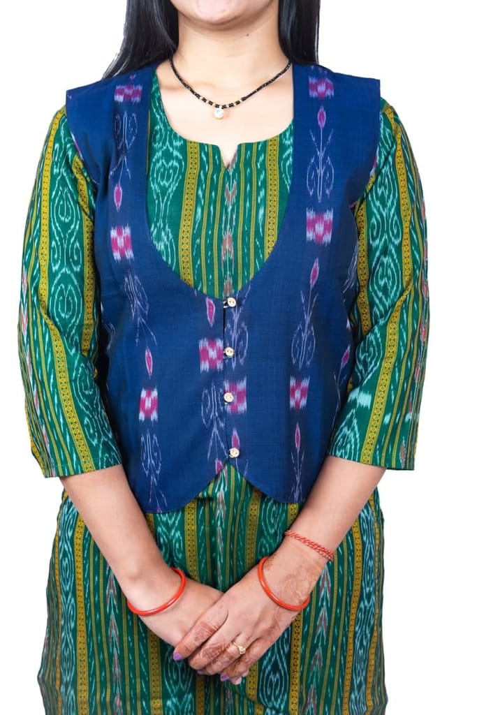 GHL � GUENDICHA HAAT LLP Sambalpuri Certified Handloom Women's Pure Cotton Jacket view 2