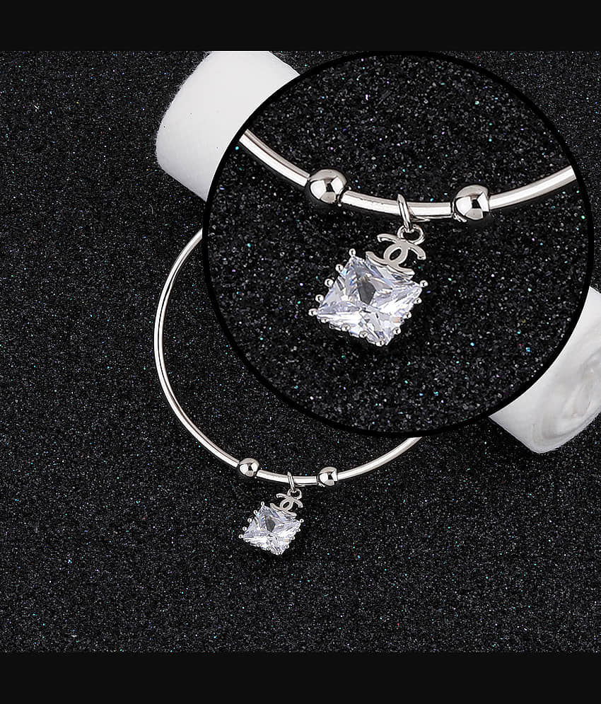 SILVER SHINE Stylish Look Party Wear Adjustable Bracelet With Diamond For Women Girls view 2