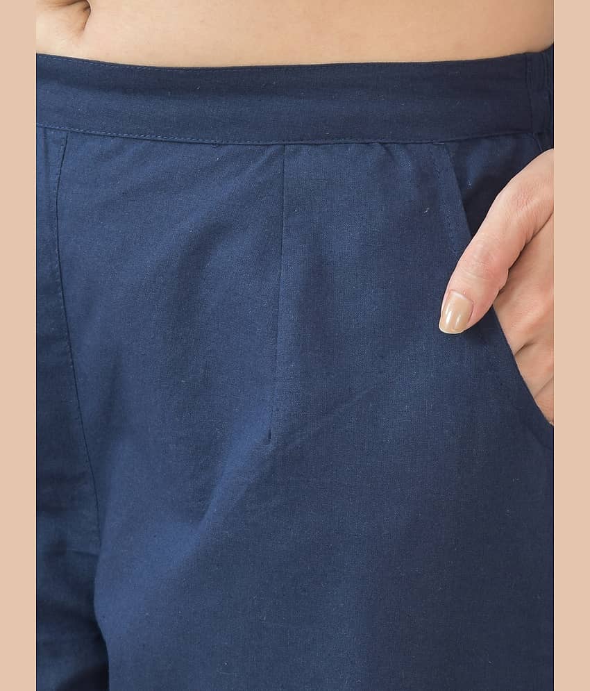 QuaClo Pack of 1 Cotton Blend Straight Women's Casual Pants ( Navy ) view 2
