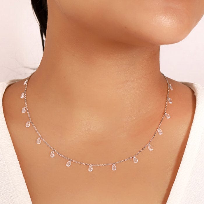 Silver White Crystalized Necklace view 2
