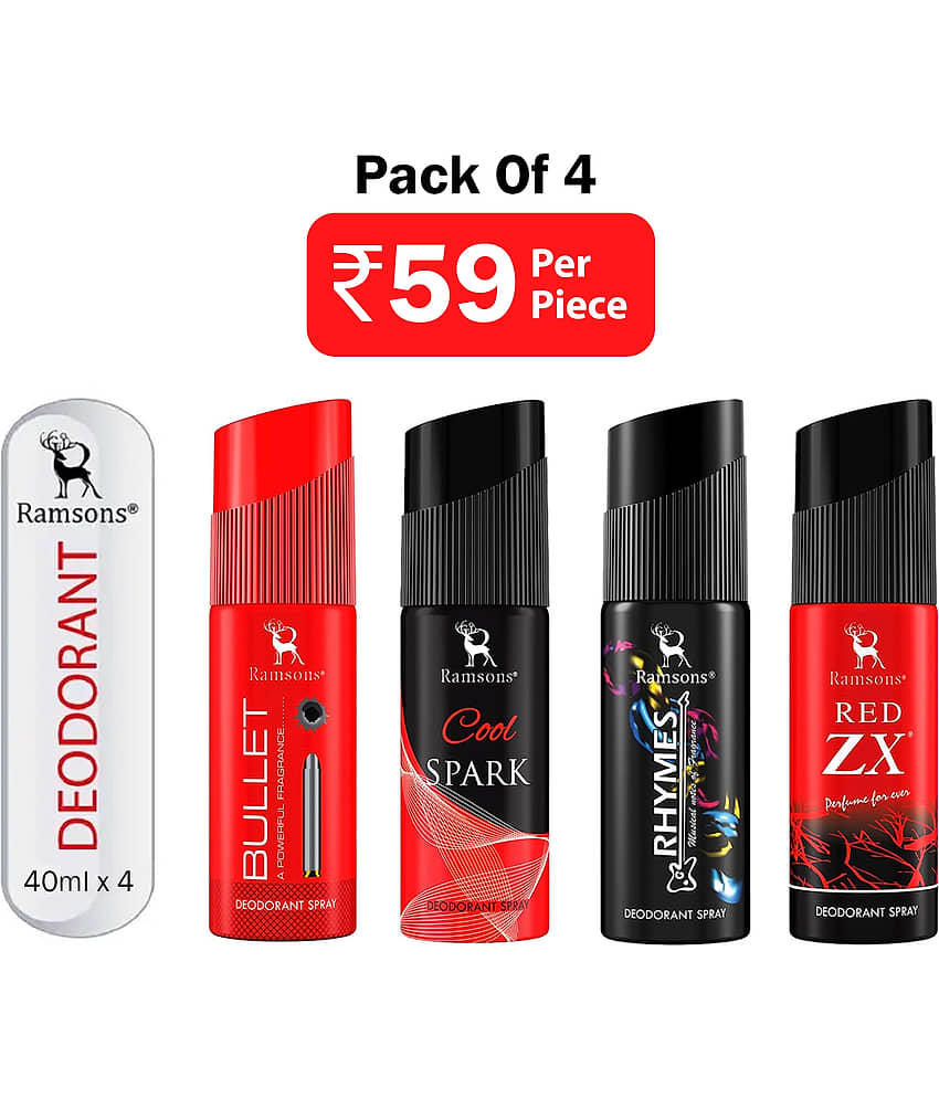 Ramsons Cool Spark, Rhymes, Red Zx & Bullet Deodorant Combo 40ml (Pack of 4) view 2