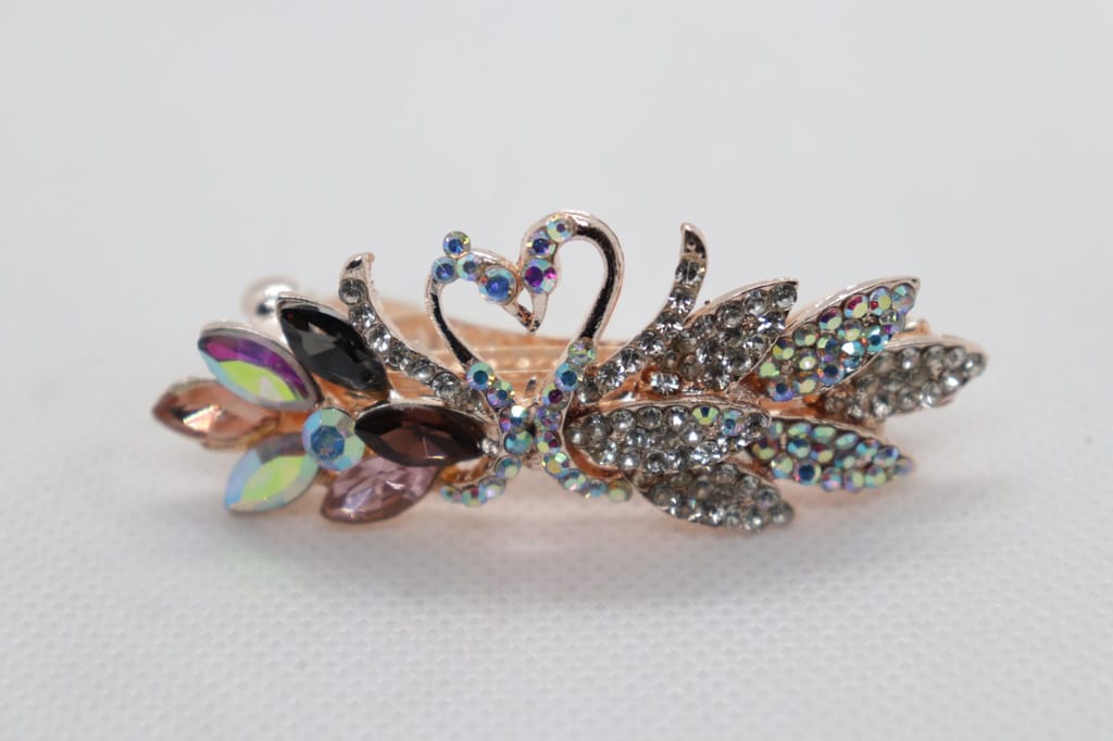 Elegant Rhinestone Swan Hair Clip view 2