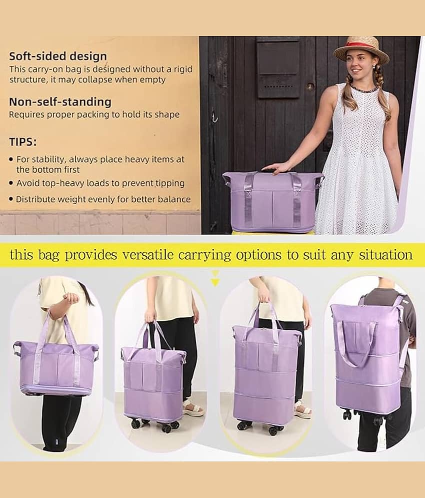 SUNESH CREATION 66 Ltrs Purple Fabric Duffle Trolley view 2