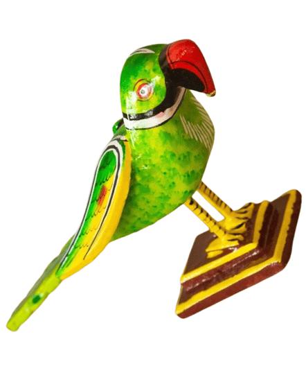 Wooden Hand Painted Parrot Figurine view 2