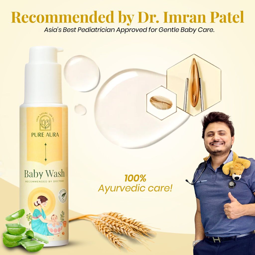 Pure Aura Baby Body Wash 100 ml | Infused with 12 Ayurvedic Herbs | Tear-Free & Gentle Formula | Natural Hydration for Baby's Skin | Doctors Recommended | Vegan, Cruelty-Free | Safe for Newborns & Kids view 2