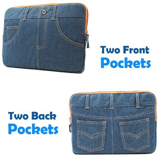 The Purani Jeans Fabric Case Cover for Upto 15 inch Laptop, Blue view 2