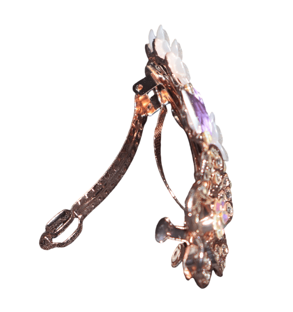 Rose Gold Floral Rhinestone Hair Clip view 2