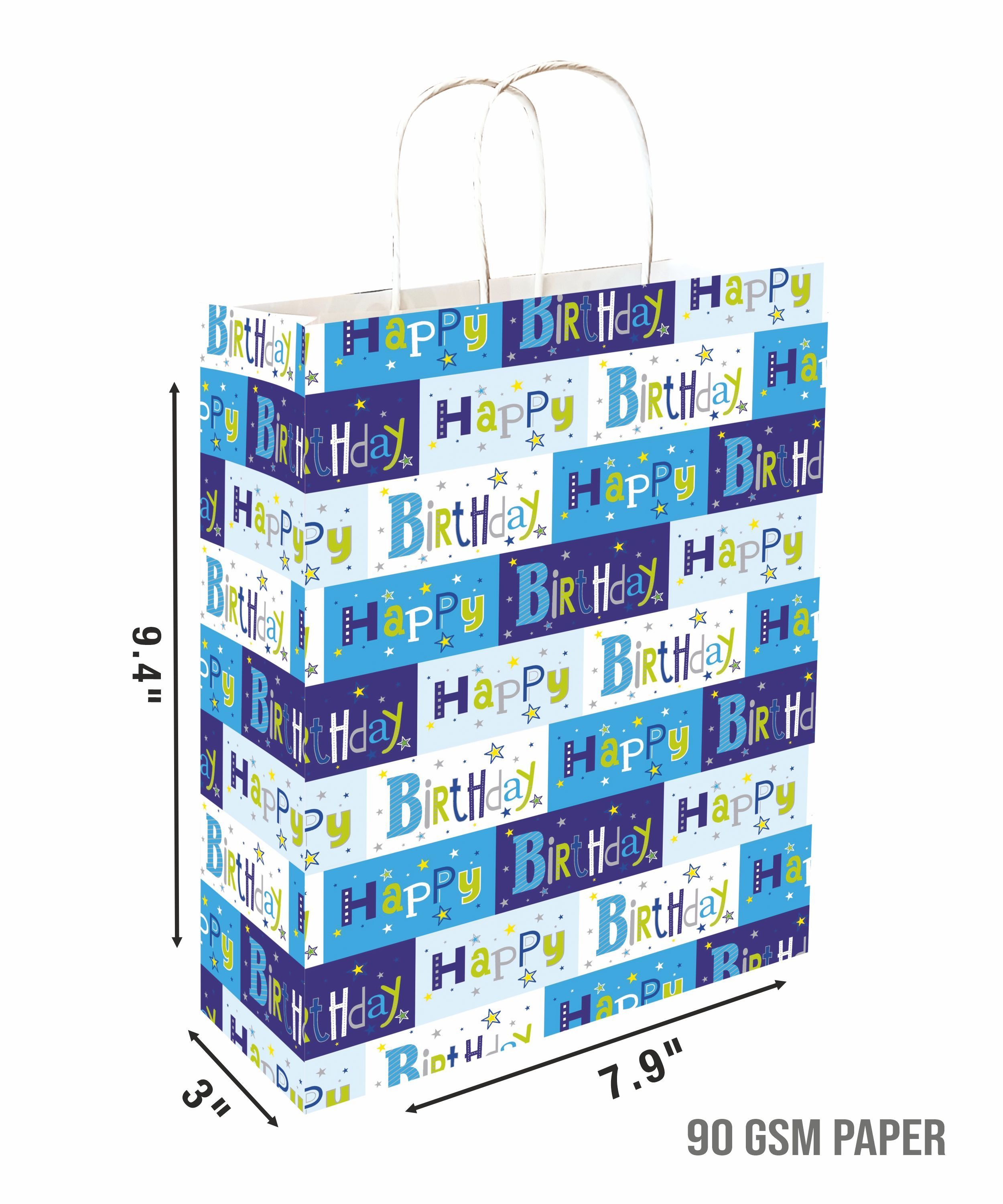 90 GSM Happy Birthday Printed Small Paper Gift Bags, Ideal for Birthday Presents, Birthday Return Gifts, & Gifting on Special Occasions (Size: 9.4 x 7.9 x 3 inch) - 24 view 2