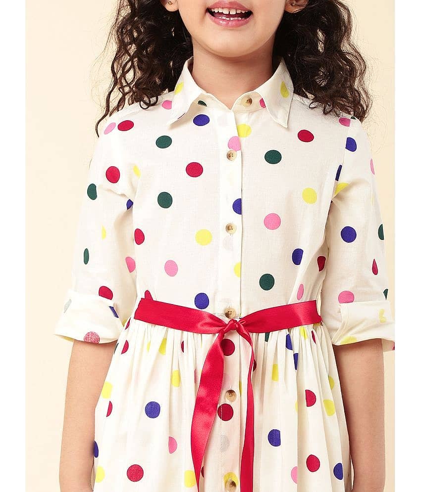 A.T.U.N. Cotton Shirt Dress For Girls ( Pack of 1 , Cream ) view 2