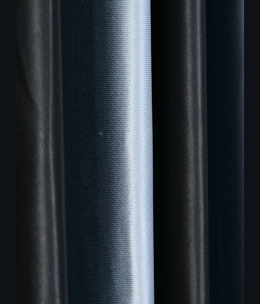 Homefab India Solid Room Darkening Eyelet Curtain 8 ft ( Pack of 2 ) - Black view 2