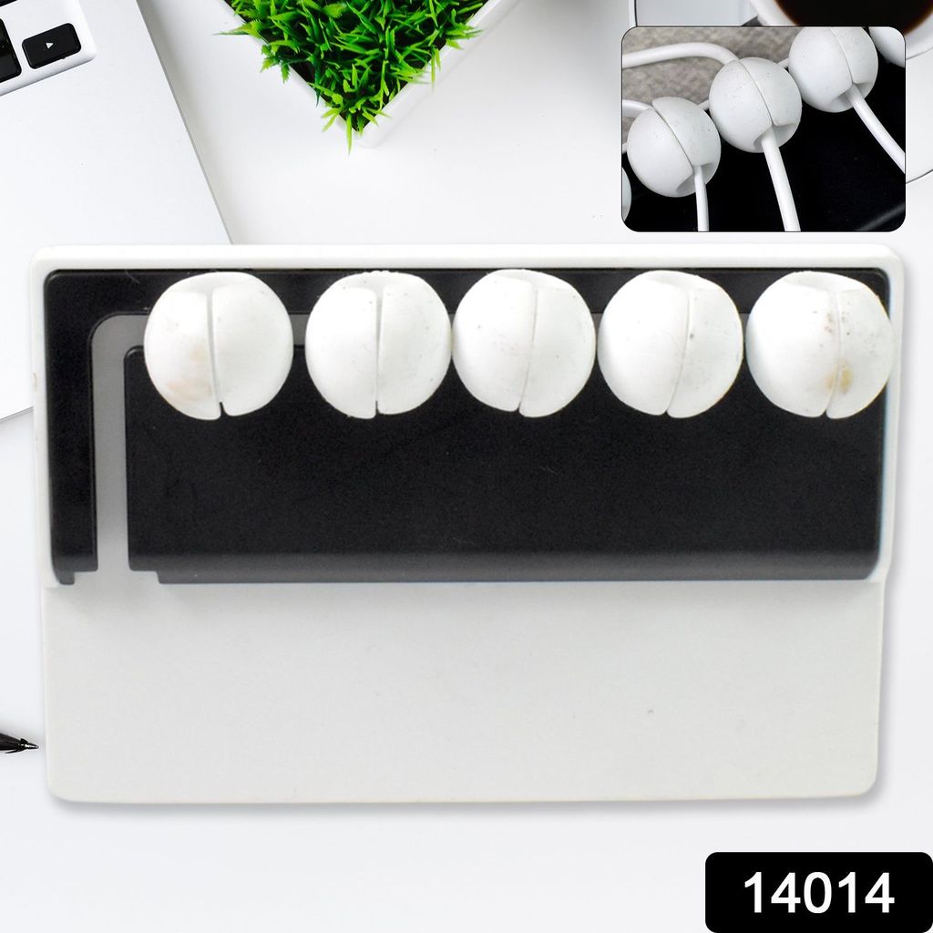5 Slots Adhesive Desk Cable Cord Holder for Charging Cable (1 Pc / Mix Color) view 2