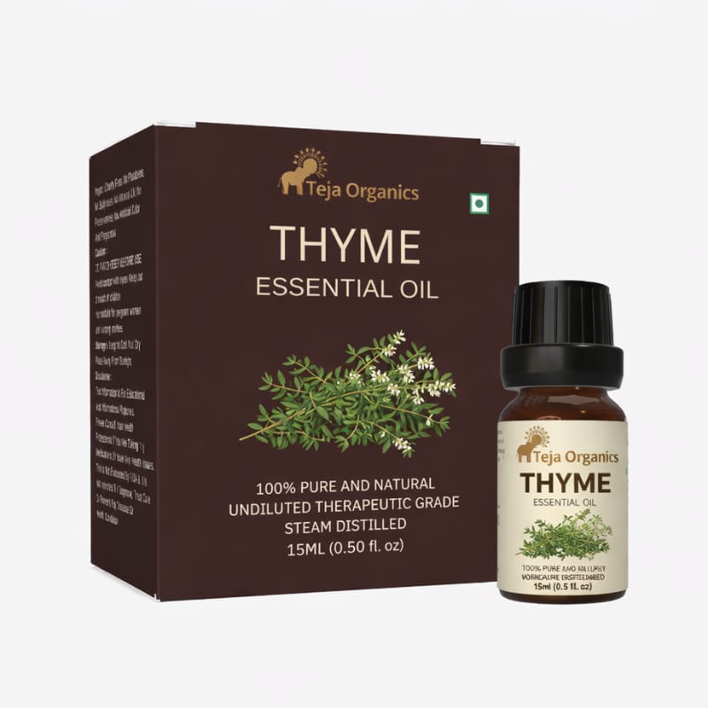 Thyme Essential Oil 15ml | Fresh spicy herbal scent | Natural decongestant | Upper Respiratory Relief | Treatment of alopecia [small patches of hair loss] | Steam inhalation, Bath, Massage oil, Mouth wash | Aromatherapy