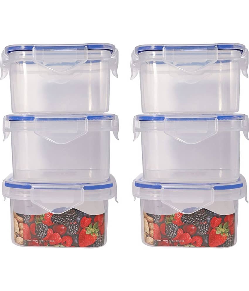 Woolco - Lock & fit Transparent Plastic Food Container ( Set of 6 ) - 400 ml