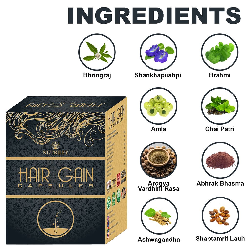 Nutriley Hair Gain - Hair Regeneration Capsules for Hair Fall, Hair Regrowth & Hair Loss Supplement (60 caps) view 2