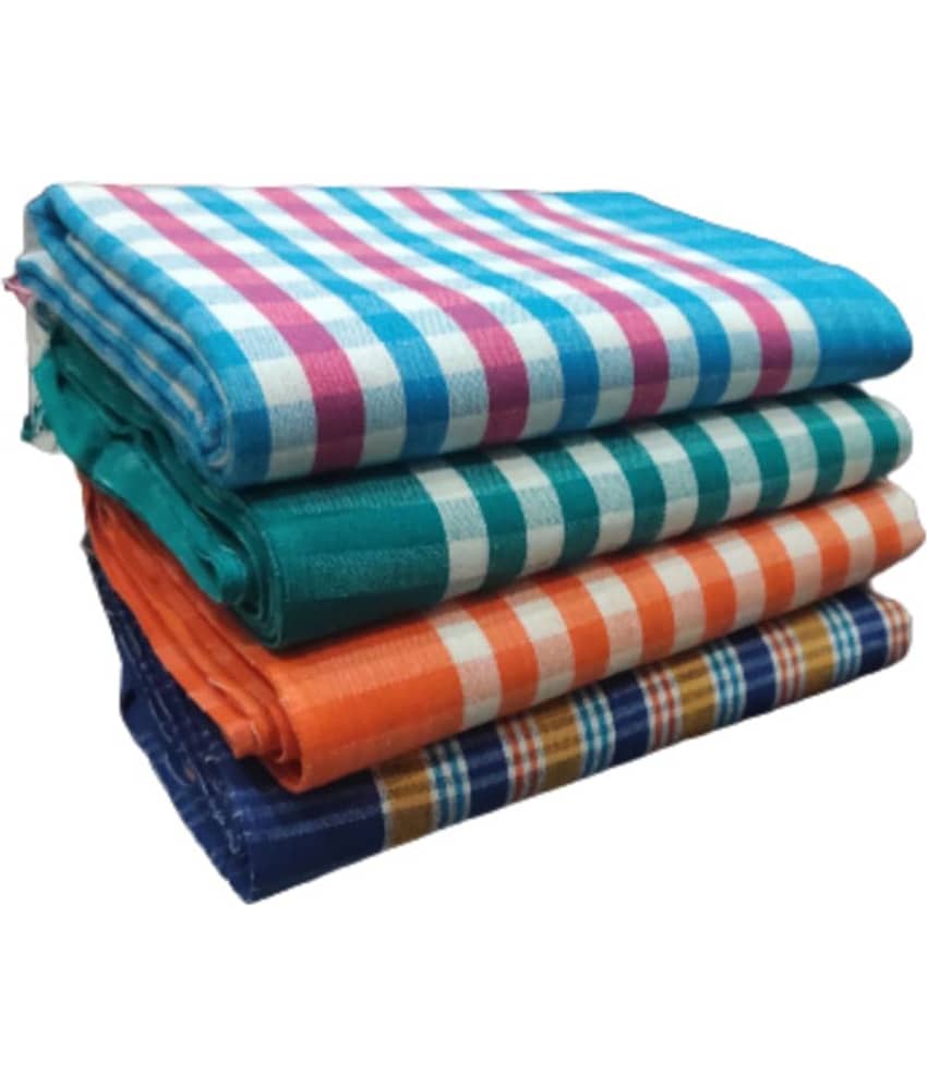 KAKUMANU - Multicolor Cotton Checks Bath Towel (Pack of 4)