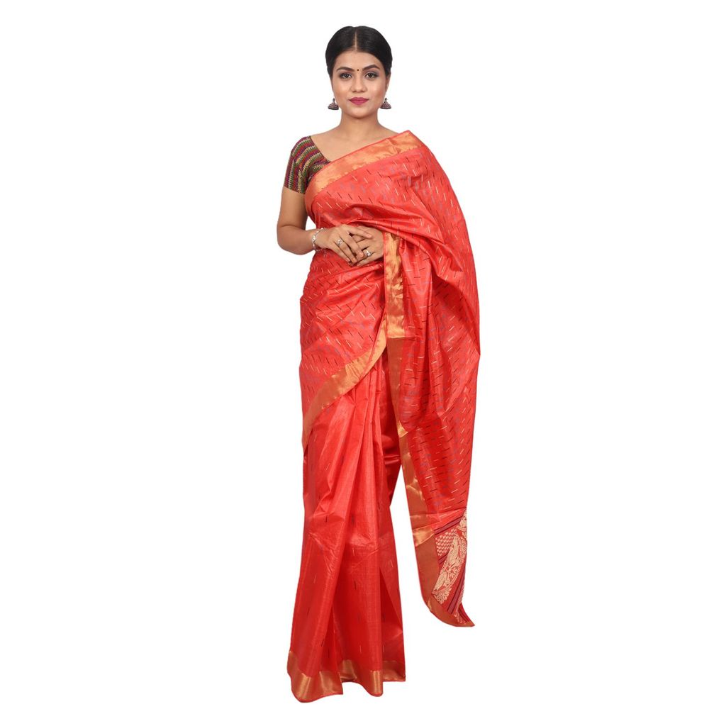 HANDLOOM KOSA SAREE WITH BLOUSE (SKU - 1SXT01081020 SAREE- 242) view 2