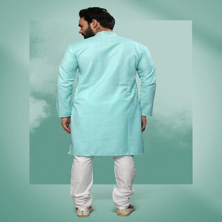 Raivat Ethnic Sea Green Colour Cotton Pintux Work Kurta Pajama 1644 view 2