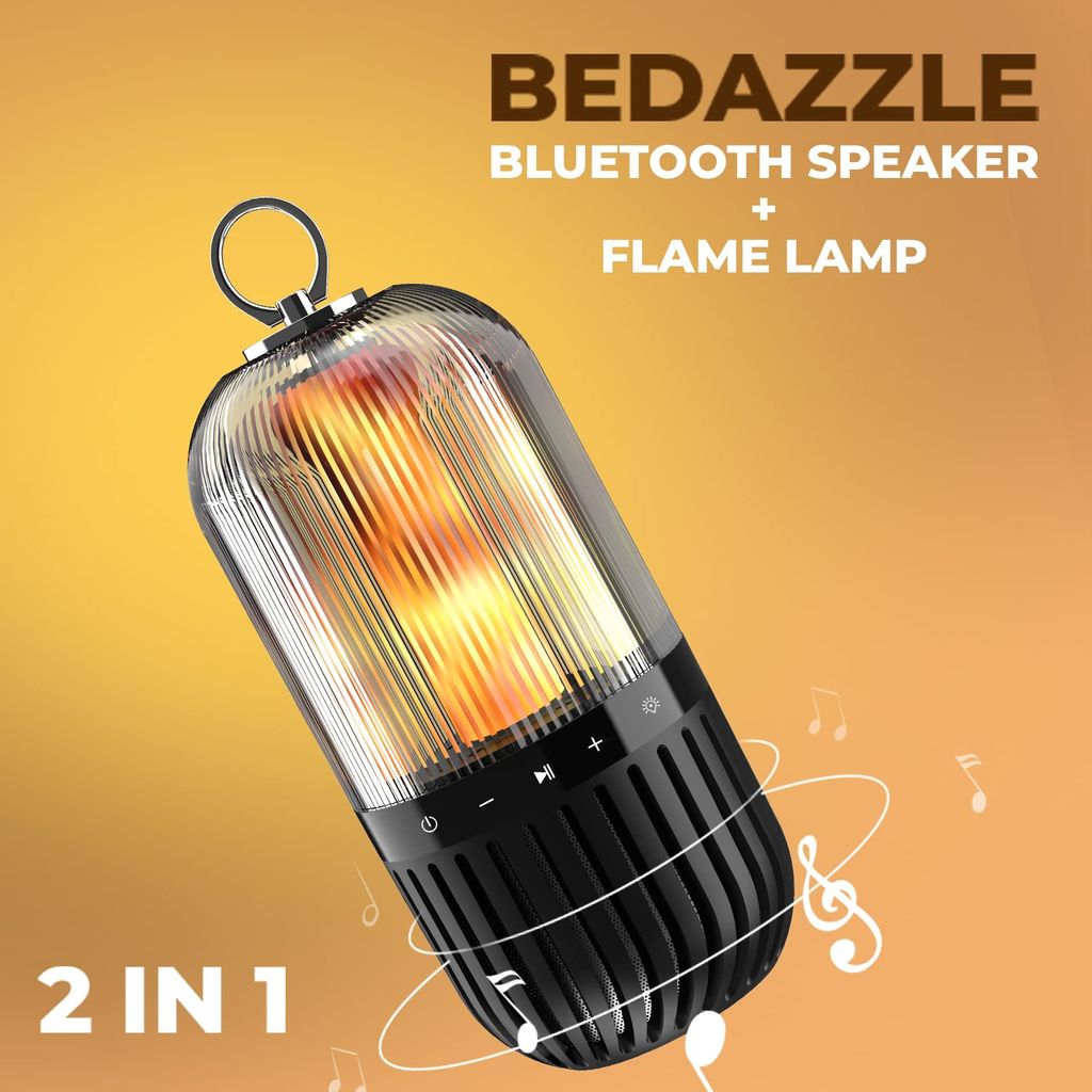 i GEAR ABS Igear Bedazzle Flame Lamp Wireless Bluetooth Portable Speaker 5 Watts, Rechargeable, Fire Flame Atmosphere Effect Hd Stereo (Black), 1 Year Warranty view 2