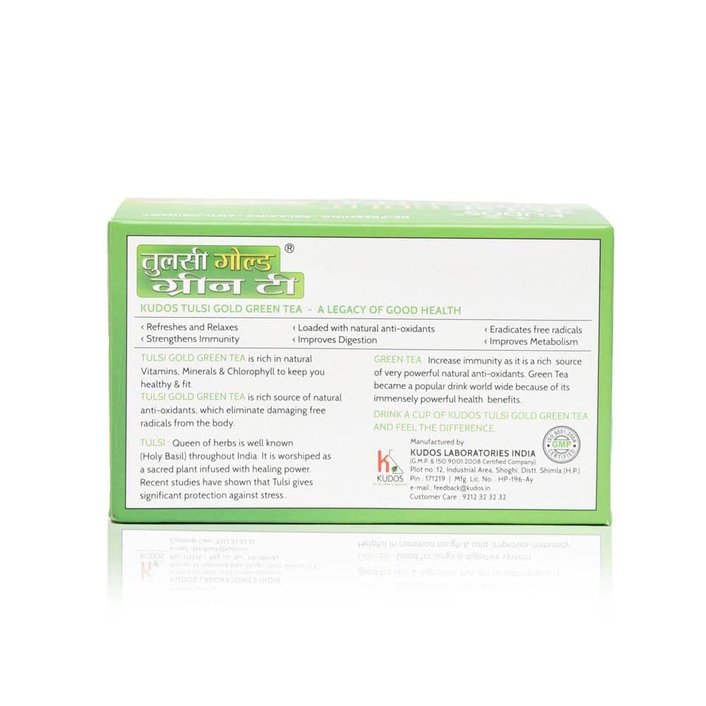 Kudos TULSI GOLD GREEN Refreshing ,Relaxing ,Anti Oxidant Tea :Helps Boost Immunity,Loose Weight,Burn Fat, Zero Calorie Tulsi Tea (Pack of 2) view 2