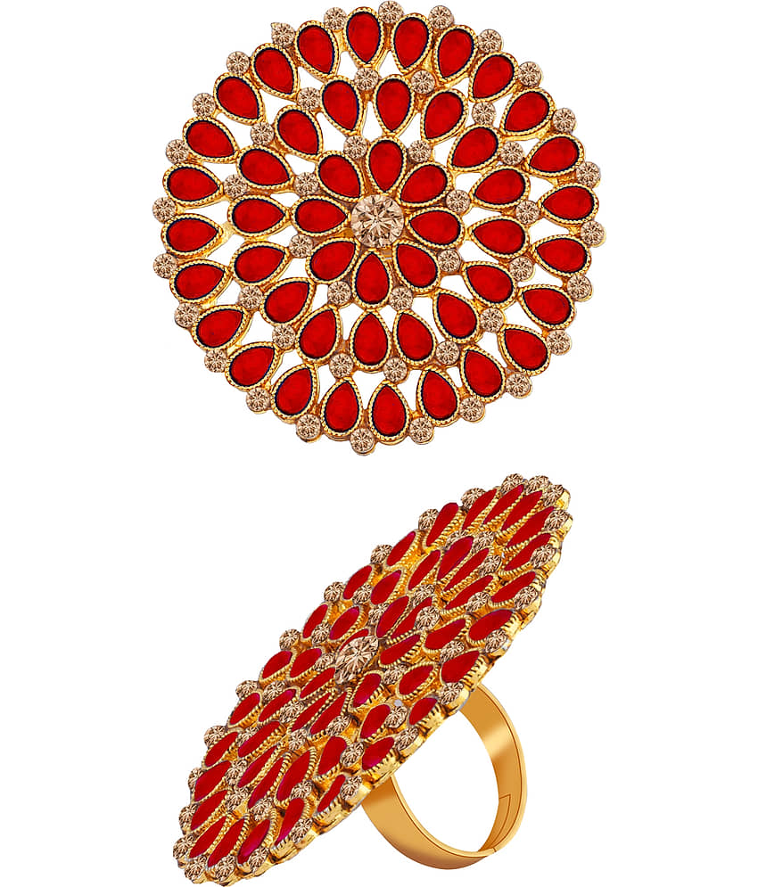 Round Gold Tone Adjustable Traditional Finger Ring For Women And Girl view 2