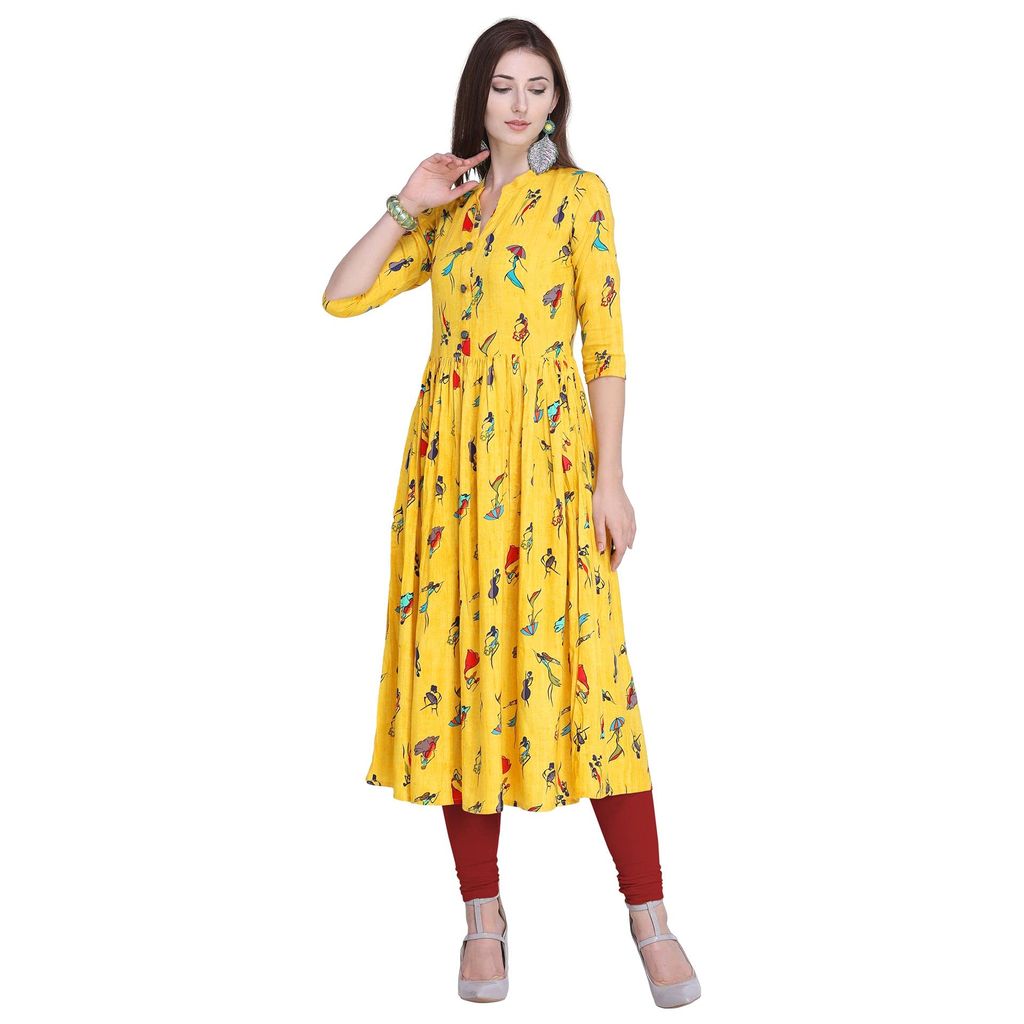 SHOPPING QUEEN Women Rayon Anarkali Kurta