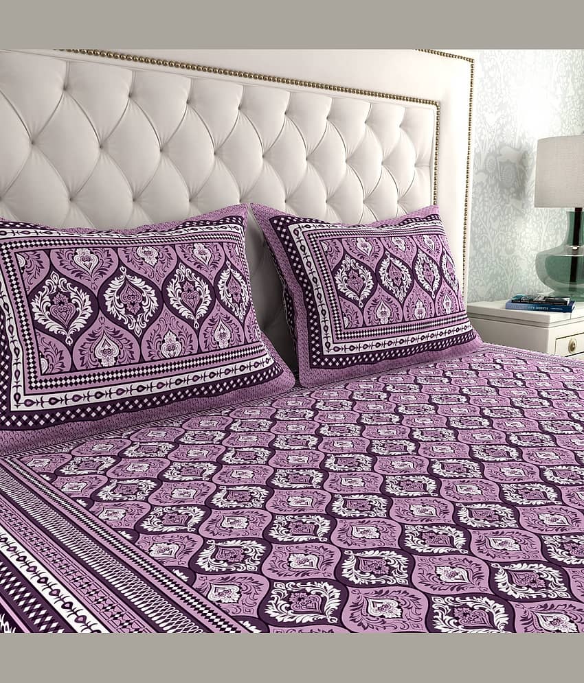 ABHACLOTHO Cotton 1 Double Bedsheet with 2 Pillow Covers ( Purple ) view 2