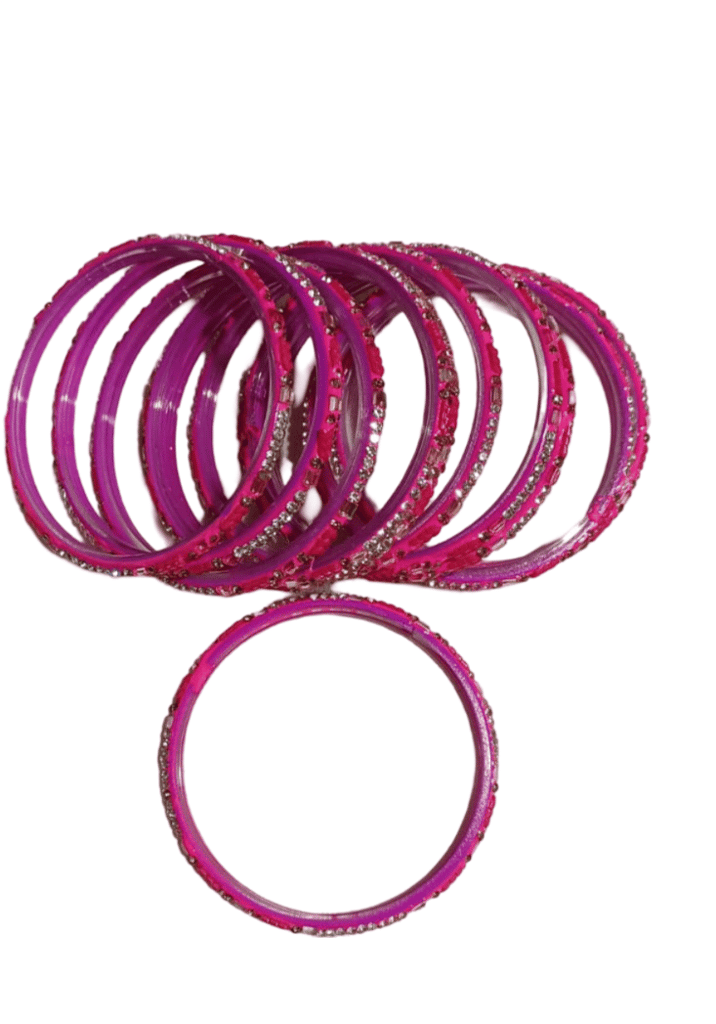 Pink and White Rhinestone Bangle Set view 2