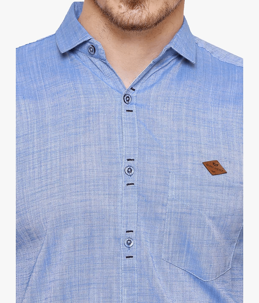 Kuons Avenue Linen Regular Fit Solids Half Sleeves Men's Casual Shirt - Light Blue ( Pack of 1 ) view 2