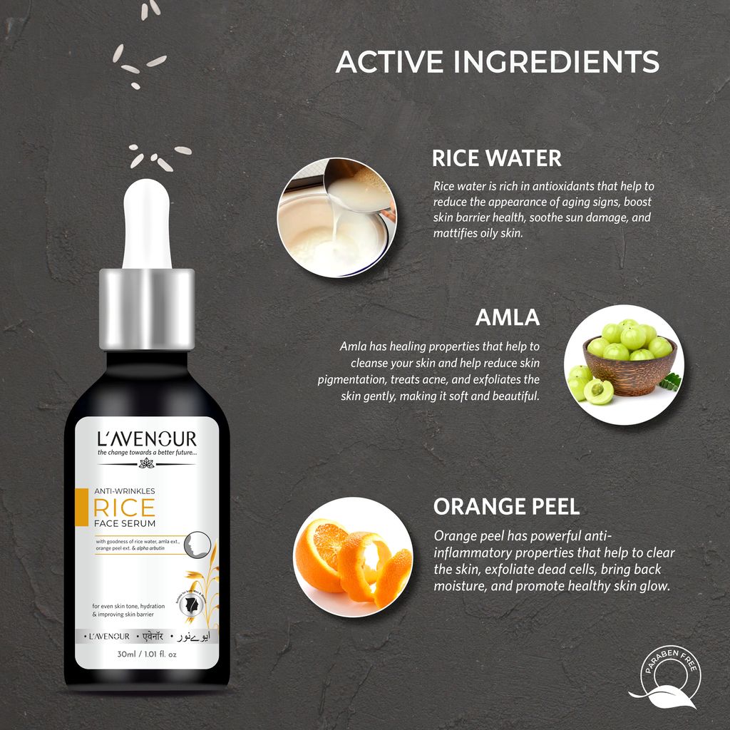 L'avenour Anti-Wrinkle Rice Face Serum For Even Skin Tone, Reduce Dark Spots & Wrinkles - 30ml view 2