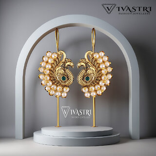 Vivastri Latest Fancy Alloy Gold Plated Ear cuff Earrings for Women & Girls [VIVA2646ERG-GREEN] view 2