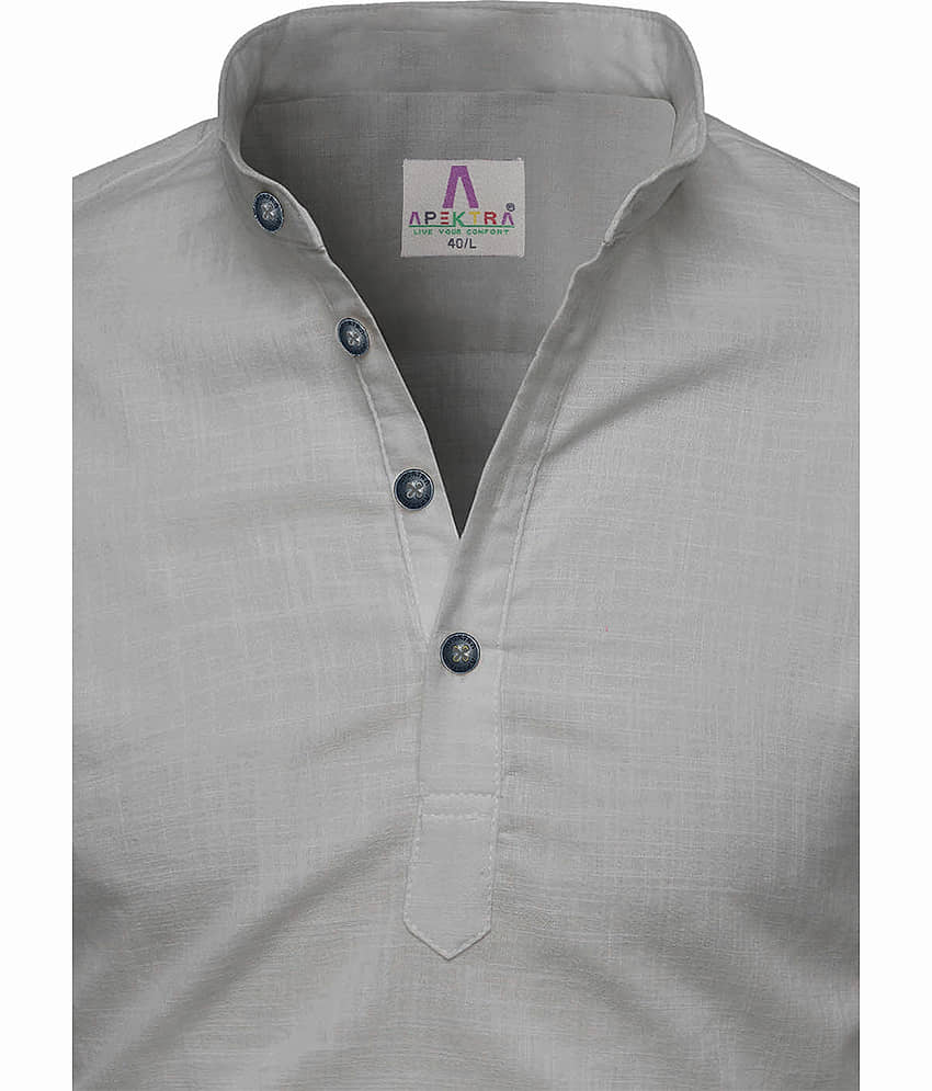 Apektra White Cotton Men's Shirt Style Kurta ( Pack of 1 ) view 2