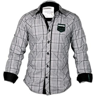 kausar collections Blacksoul Mens Checkered cotton grey coloured Casual Shirt view 2