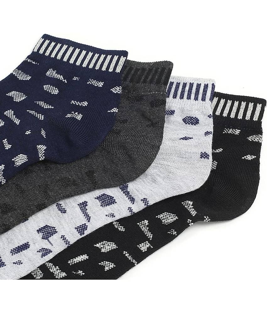Kolor Fusion Cotton Men's Self Design Multicolor Ankle Length Socks ( Pack of 4 ) view 2