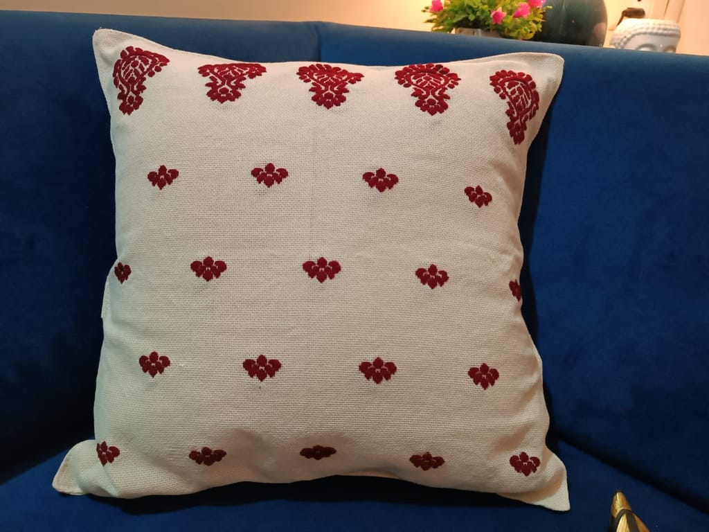 Luxury Hand Embroidered Decorative Throw Pillow Cover with Insert, 18"x18" view 2