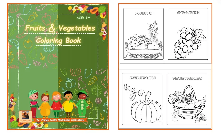 Fruits & Vegetables Coloring Book